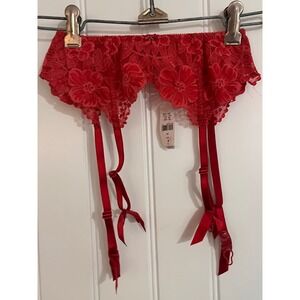 Vintage Deadstock New Victoria's Secret Red Lace Garter Belt Small Sexy
